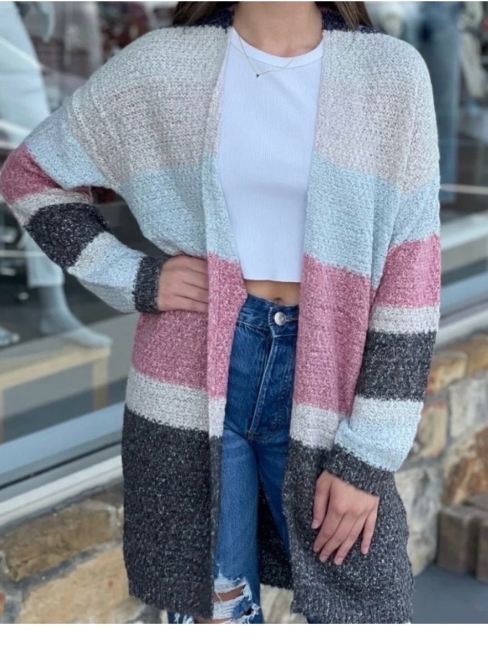 Hem & Thread Women’s Multicolored  Open Cardigan. Size Small